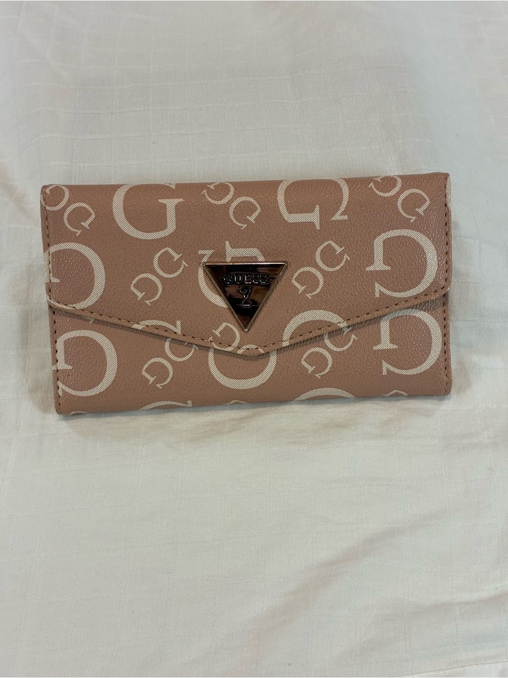 Guess Blush Logo Continental Wallet with Triangle Logo Plaque